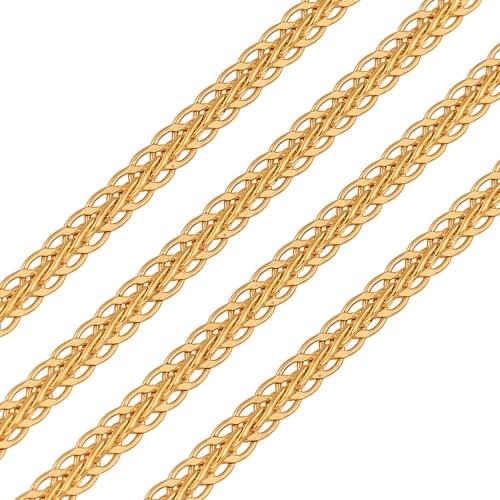 Width 3mm High Quality Gold Color Chain Women Men Flat Chain Stainless Steel Necklace For Fashion Classic Jewelry Gifts