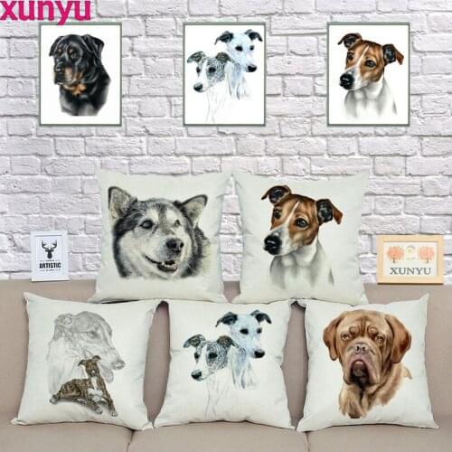 XUNYU Pet Dog Cushion Cover Animal Pillow Case Home Decorative Throw Pillow Covers for Sofa Car KQ26 45x45cm