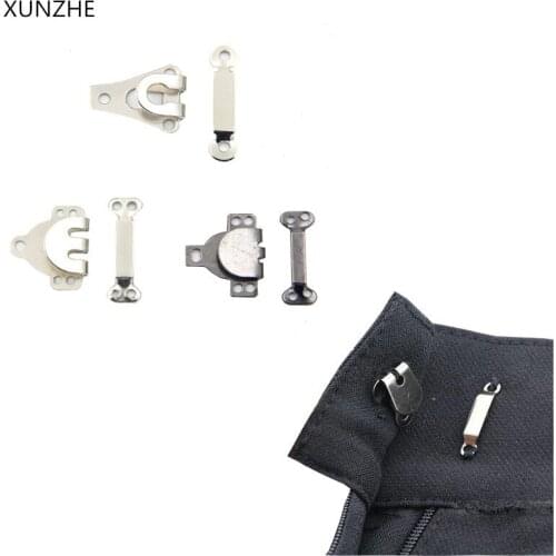 XUNZHE 50PCS DIY Trousers Pants Skirts Hooks Brass Hook Trousers Sew-on Silver Black Color Four Kinds of Size Sewing Accessor