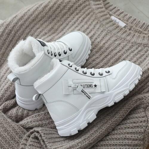 Womens Winter Snow Boots New Fashion Style Womens Cotton Shoes Womens Winter Plus Velvet High-top Martin Boots Cotton Shoes