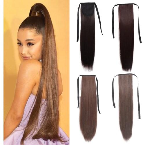 Azqueen Hair Tail False Hair 22" Ponytail In Straight Clip Hairpiece With Hairpins Synthetic Pony Tail Hair Extensions For Women