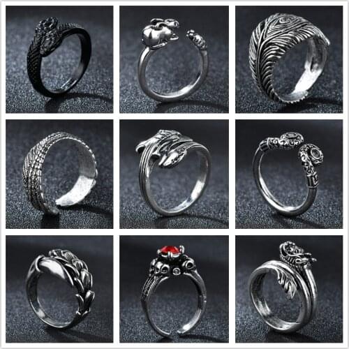 Gothic Vampire Vintage Witch Ring Victorian Snake Dragon Jewelry for Women Jewelry Stylish Festival Cosplay Gift Accessories