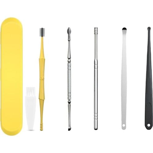 1/2/7pcs Ear Wax Pickers Stainless Steel Ears Picks Removal Curette Remover Cleaning Stick Tool Earpick Facial Beauty Tools