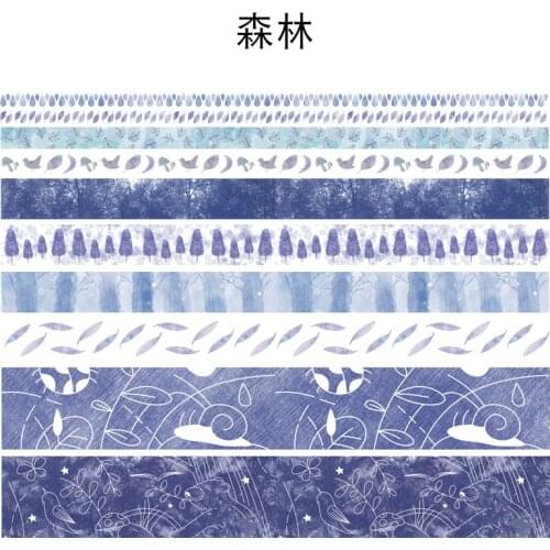 10 Rolls /Box Blue Color Forest Night Stars Masking Tape Hand book Diary DIY Photo Frame Stickers Decoration