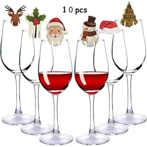 10 pieces/set of Christmas decorations, champagne glasses, home party decorations, table decorations, Christmas hats