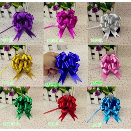 100 x Beautiful Luster solid Color 18mm Pull Bow ribbon for gift Flower bowknot Gift Packing Party Wedding Car Room Decoration