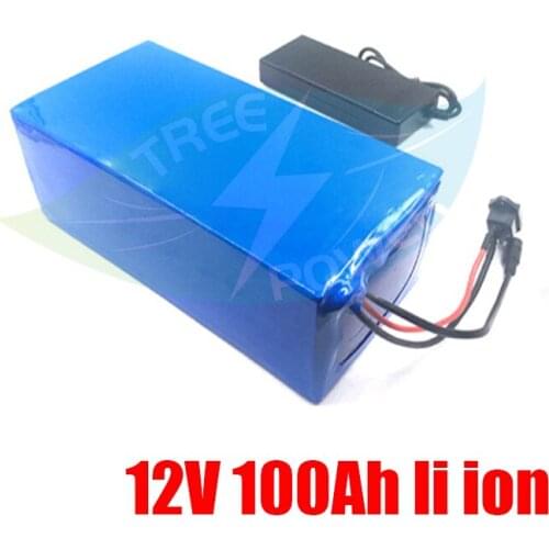12V 100AH Square Lithium Battery Electric bicycle Scooter 12.6V 1000W Power PVC housing+ 10A charger