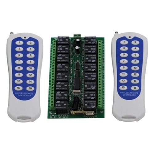 16CH DC 24V rf home automation remote control switch 315MHZ 2 transmitter+ recevier wireless switch smart home control SKU: 5010