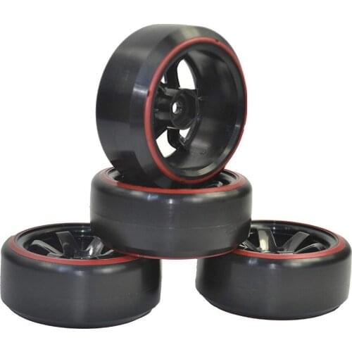 4PCS 1/10 RC Car 5 Spoke Rubber Wheel Rim & Plastic tires for HPI Kyosho HSP 94123 94122 94103 D4 D3