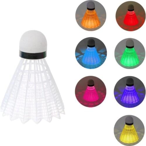 4pcs Colored Plastic LED Luminous Badminton Dark Night Glow Lighting Shuttlecock Y51D