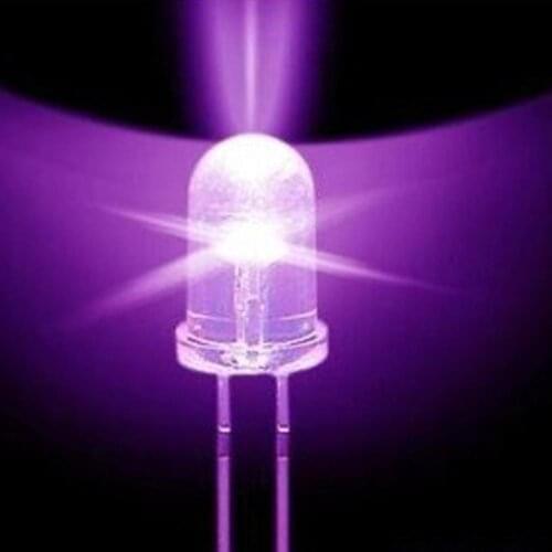 50PCS Super Bright F5 5mm Round UV/ Purple LED Emitting Diode 390-395nm Purple Lamp F5 LED light for DIY lights