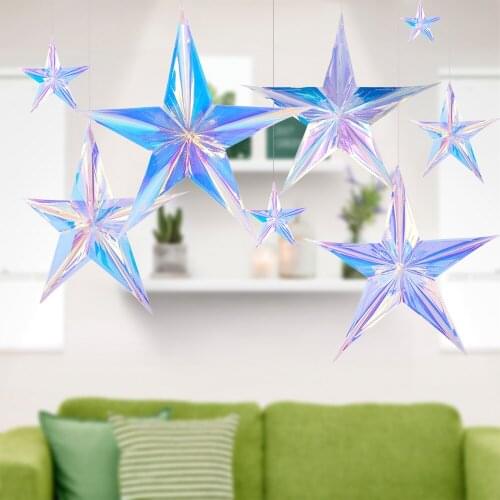 Amawill Showcase Window Snowflake Star Hanging Dazzle Colour Laser Wedding Birthday Christmas Decoration For Home New Year Decor