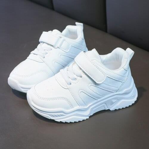 White Leahter Chunky Sneakers For Boys Girls Tennis Casual Children Sport Shoes Fashion Toddler light Running Shoes Four Seasons