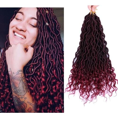 DAIRESS Faux Locs Crochet Braids With Curly Ends Braiding Hair Dreadlock Extensions 18" 24 Roots Faux Locs Crochet Hair