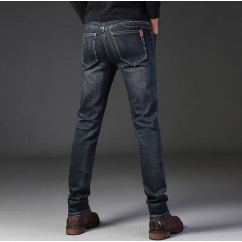Business Casual Pants Men Clothes Brand Jeans Retro Nostalgia Straight Denim Jeans Men Fashion Men Long Trousers Loose Trend