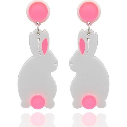 FISHPEACH New Arrival Animal Long Acrylic Drop Earrings For Women Girl Lovely Rabbit Dangle Earrings Brincos Hot Fashion Jewelry