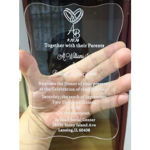 Customized order Acrylic Wedding Invitations Sample,Acrylic Birthday Invitations,Adult Ceremony Invitation 30PCS