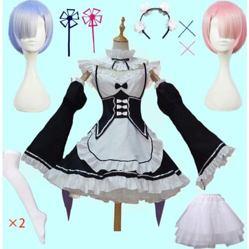 Rem Ram Maid Cosplay Costumes Re:Zero kara Hajimeru Isekai Seikatsu Kawaii cos dresses Re Life In a Different World Anime Maid