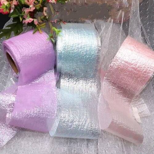 6cm 25Yards Laser Oil Bright Snow Seersucker Ribbons Lace Gauze Handmade Tape Wedding Decoration DIY Flower Bowknot Accessories