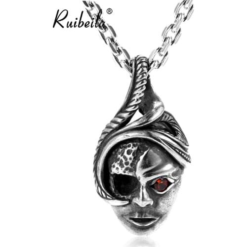 Ruibeila domineering witch mechanical Ji pendant necklace men and women Thai silver hip hop necklace mens tide pendant