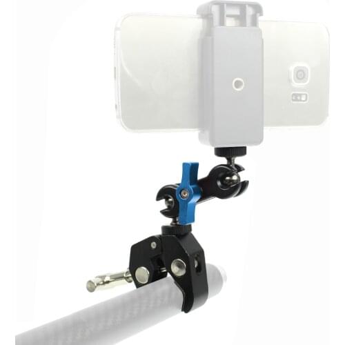 Multi-Function Dual Ball Head Hot Shoe 1/4" Tripod Magic Arm Super Clamp Adapter Articulating DSLR Camera for Monitor LED Light