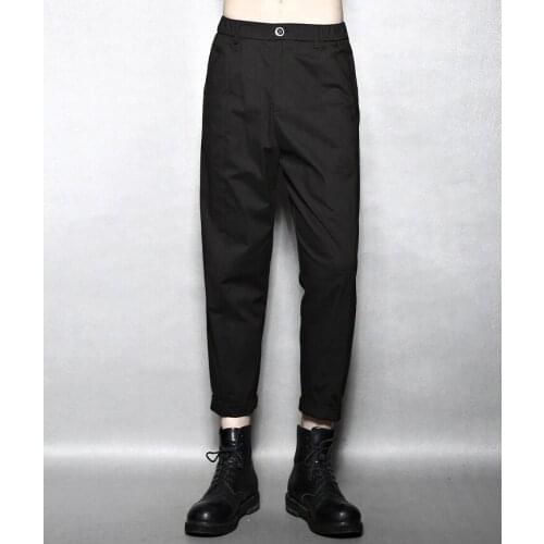 Hong Kong style mens three-dimensional tailoring stitching loose tapered harem pants nine points small feet casual pants