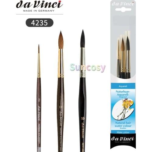 Da Vinci Brushes 4235 Watercolor Brushes Set ,kolinsky Sable Rounds Sizes 2 and 10, Plus A Russian Blue Squirrel Round Size 10