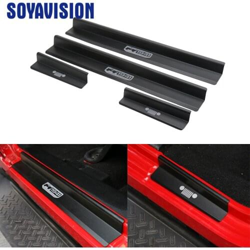 Car Door Pedal Sill Scuff Plate For Jeep Wrangler JK 2007-2017 Protector Entry Guard Cover Car Door Threshold Decoration Trim