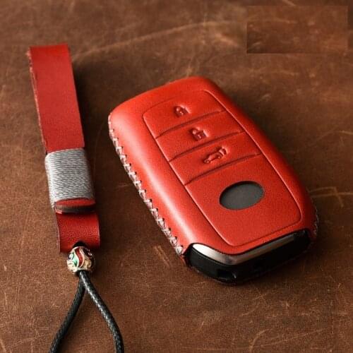 Genuine Leather Car Remote Key Cover Case For Toyota Camry Highlander Prado Crown Land Cruiser Prius Vitz Reiz Fortuner Prius