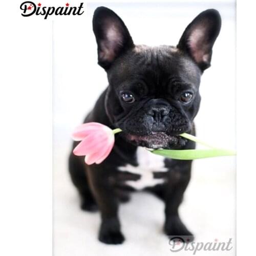 Dispaint Full Square/Round Drill 5D DIY Diamond Painting "Animal dog flower" 3D Embroidery Cross Stitch Home Decor Gift A10410