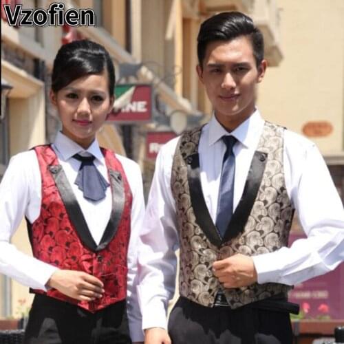 Bar Nightclub KTV Work Clothes Vest Uniform Women Men Fast-food Kitchen Tops Bakery Cafe Waiter Catering Service Vest Waiter
