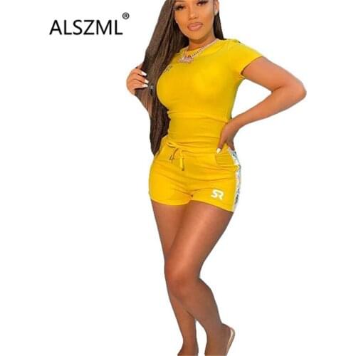 2020 new fashion simple pure color o neck short sleeve top and hot short 2 pieces set causal lady fashion tracksuits