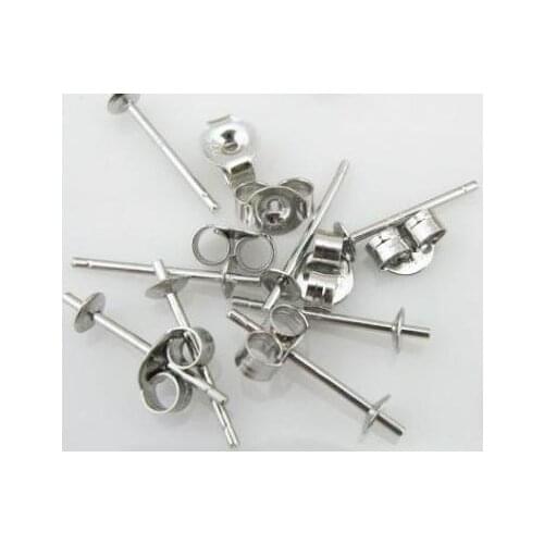 Wholesale Stud Earrings Needles Parts Findings, Fashion Earrings Accessory Components, 100 pairs/lot