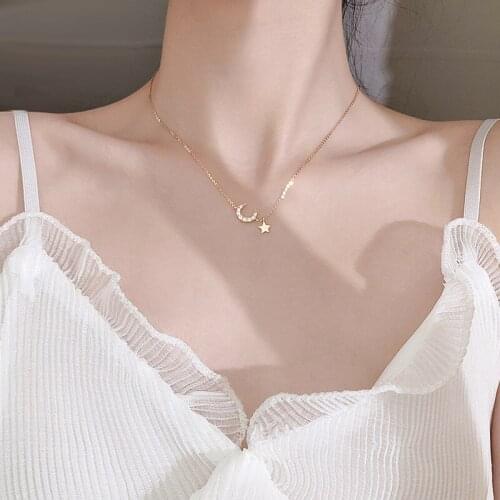 Necklace Moon Star New Clavicle Chain Star Moon Necklace Female Simple Temperament Jewelry Necklace for Women Jewlery Charms