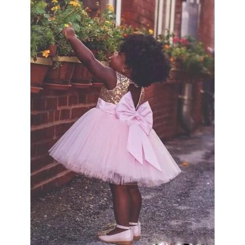 Girls Dresses Summer Little Princess Dress Key Hole Back Puffy Kids Clothes Toddler Girl Birthday Gowns