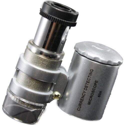 Durable Fashion Creative Mini 60X Pocket Microscope Jewelry Magnifier Loupe Glass LED UV Light Brand New