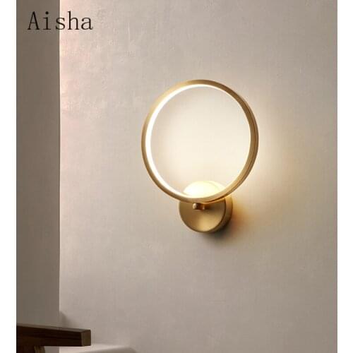 Modern Round Gold Wall Lamp LED Lights for Bedroom Living Room TV Background Aisle Home Lighting Fixtures Room Decoration