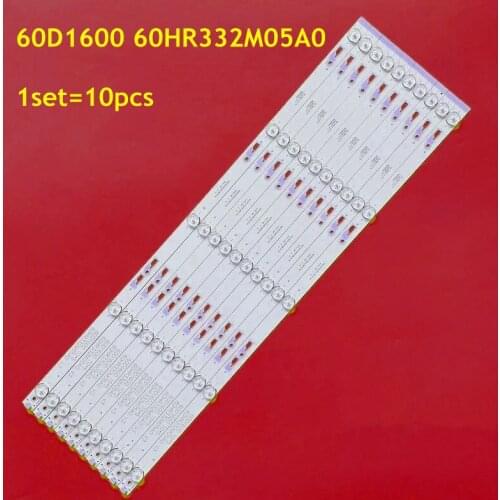 10pcs LED Backlight Strip 5 Lamps 60HR332M05A0 60D1600 For 60U3600C 60D1600 D60A620U L60E5800A-UD