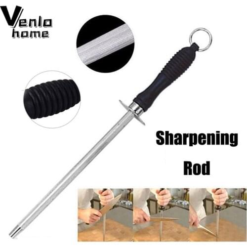 Venlohome 26cm Knife Sharpener Carbon Steel Sharpening Rod With ABS Handle Kitchen Knives Sharpening Tools Sharpener Stone Tool