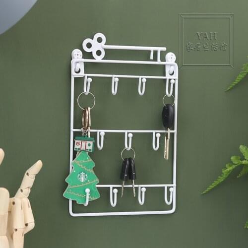 Creative Door Three Layers of Key Iron Storage Hook Home Ins Decoration Wall Hook Wall Shelf