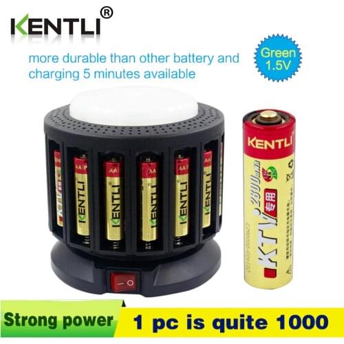 KENTLI 16-slot polymer li-ion lithium batteries charger + 16 pcs polymer li-ion batteries AA / AAA rechargeable batteries