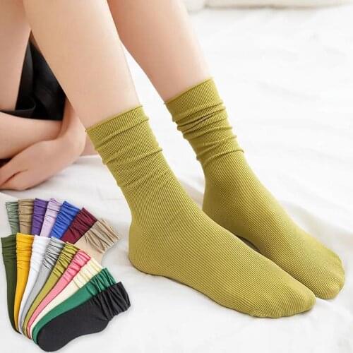 1 Pair Fashion Women Cotton Socks Cute Casual Comfortable Loose Socks Solid Color Japanese Style Sweet Girls Breathable Socks