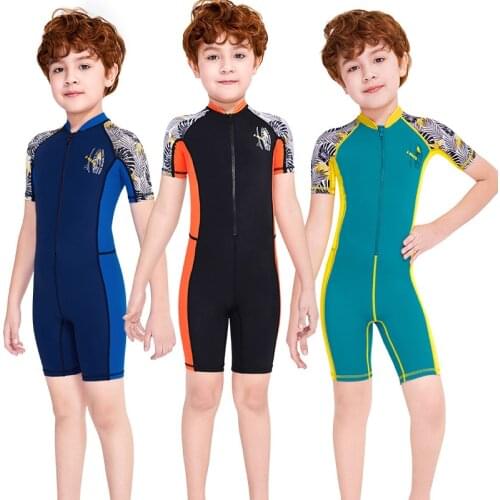 1pc Wetsuit Zip Keep Warm for Swim Surf Dive Scuba Dive Snorkeling Boys Kids Wetsuit Shorty One-piece New 2021