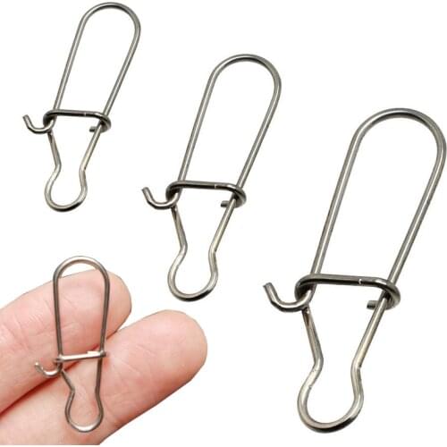 100pcs 000-6# Fishing Snap Connectors Safety Snaps Fast Clips Lock Stainless Steel FishHook Fishing Tackle Accessories