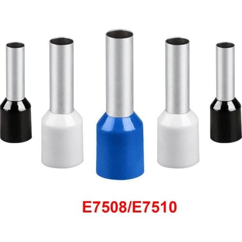 100pcs E7508 Tubular Wire Cold Pressure Connector Electrical Terminals Cable Crimps Wire Ferrules For 0.75mm2, 20AWG Wire E7510