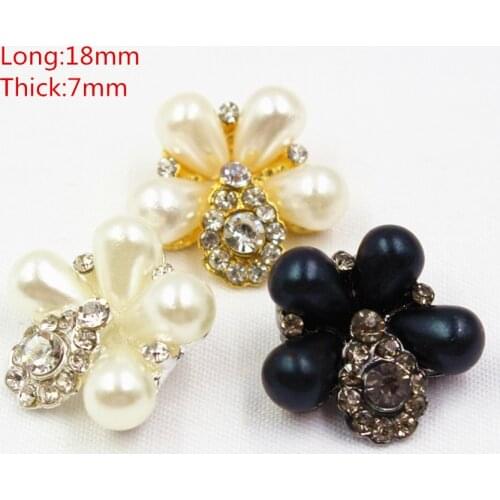 165187,3pcs 21mm 3color select Rhinestone pearl inlaid metal buttons flower Clothing accessories Jewelry Accessories diy