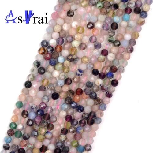 2 3 4mm Natural Stone Beads Faceted Multicolor Quartz Crystal Round Loose Spacer Beads For Jewelry Making DIY Bracelet Necklace