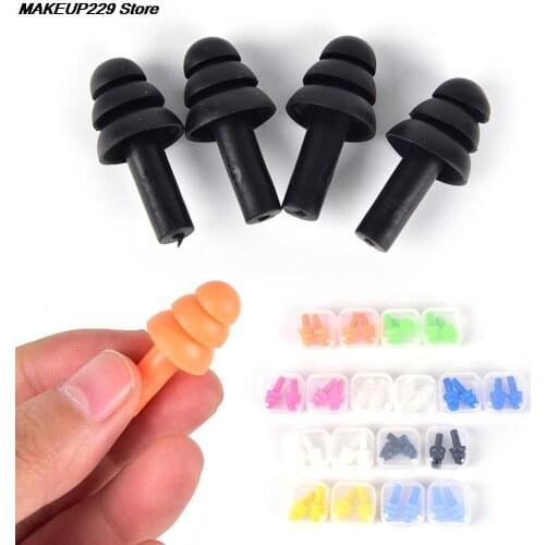 2 Pairs Silicone Waterproof Swimming Ear Plugs Earplugs Ear Protector Noise Reduction Protective Earmuffs For Travel Sleeping