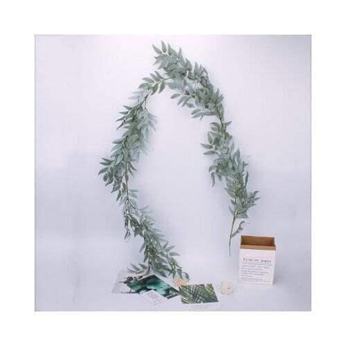 2pcs 185cm artificial leaves green garland willow vine for home wedding decoration diy fake leaves artificial plants faux rattan