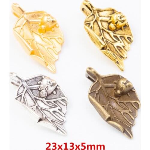 45 pieces of retro metal zinc alloy leaves pendant for DIY handmade jewelry necklace making 7816